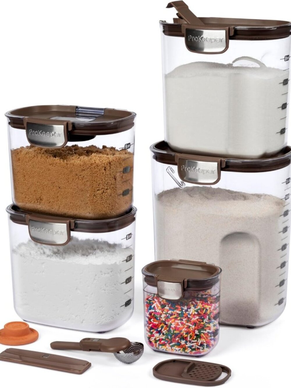 Airtight Food Storage Container Set - Clear Plastic Canisters for Flour & Sugar